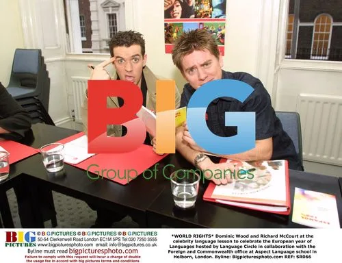 Dominic Wood and Richard McCourt at celebrity language lesson