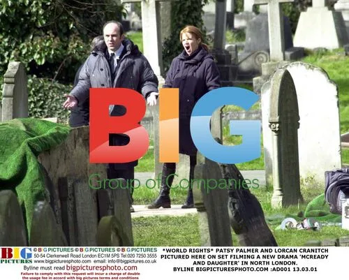 Patsy Palmer and Lorcan Cranitch on set of 'McReady and Daughter'
