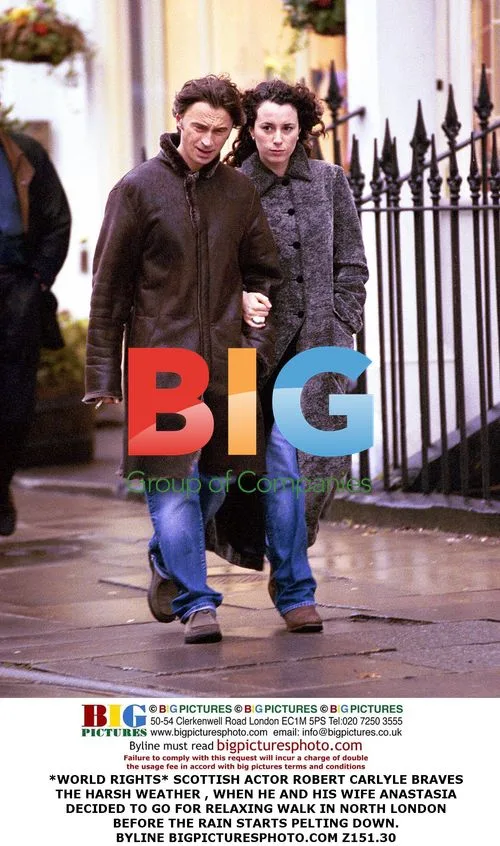 Robert Carlyle and wife Anastasia take a walk in North London