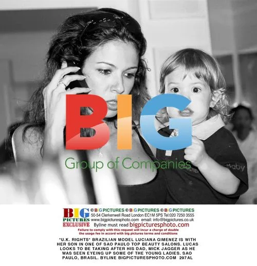 Luciana Gimenez and son Lucas in Sao Paulo salon