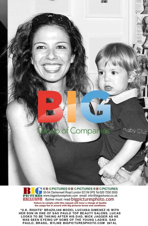 Luciana Gimenez and son Lucas in Sao Paulo salon