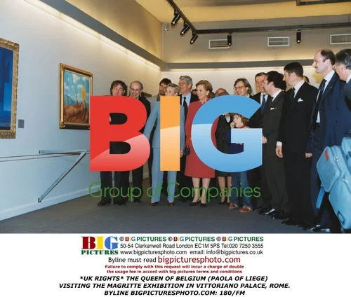 The Queen of Belgium touring Magritte exhibit in Rome
