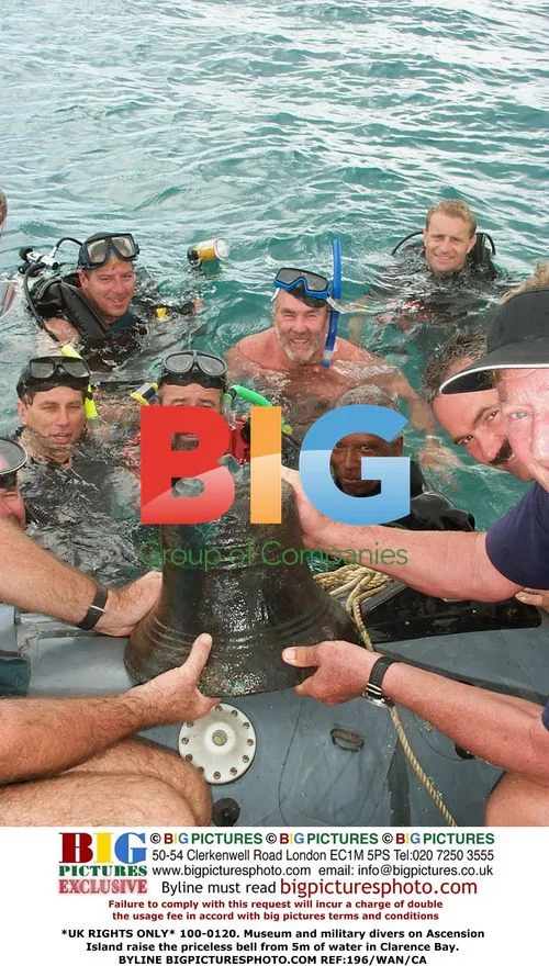 Divers raise sunken ship's bell from Ascension Island