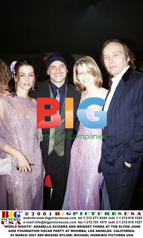 Anabella Sciorra and Bridget Fonda at Elton John Oscar Party