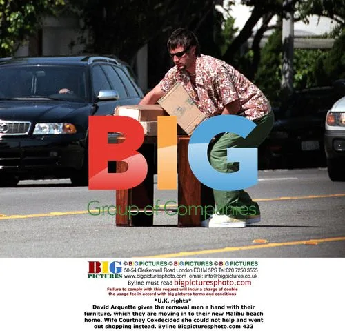 David Arquette helps removal men move into new home