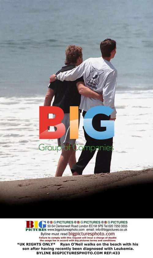 Ryan O'Neil with son after Leukemia diagnosis