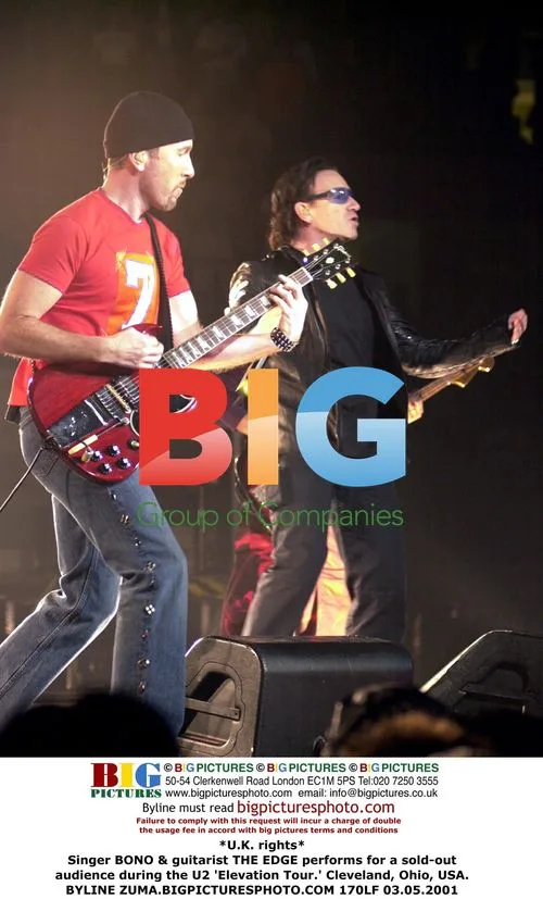 BONO & THE EDGE perform during U2 'Elevation Tour'