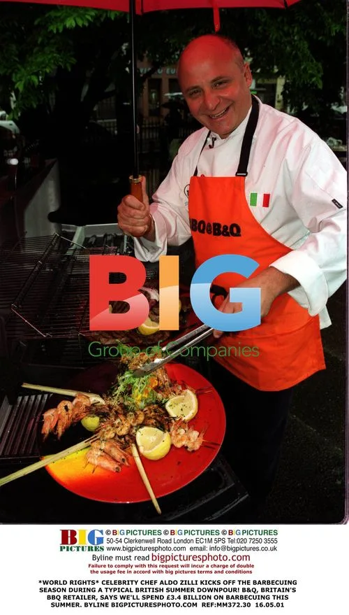 Celebrity Chef Aldo Zilli Barbecues in Rain