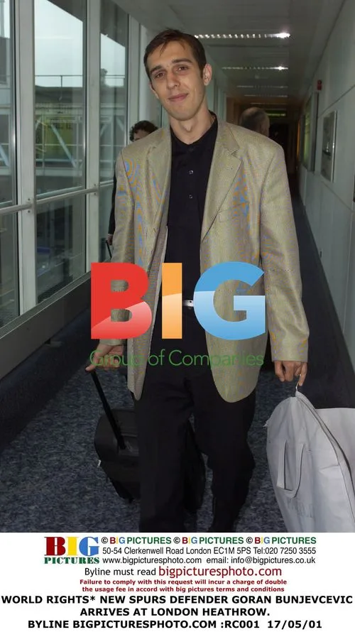 NEW SPURS DEFENDER GORAN BUNJEVCEVIC ARRIVES AT LONDON HEATHROW