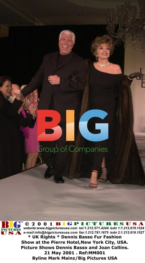 Dennis Basso and Joan Collins at Fur Fashion Show