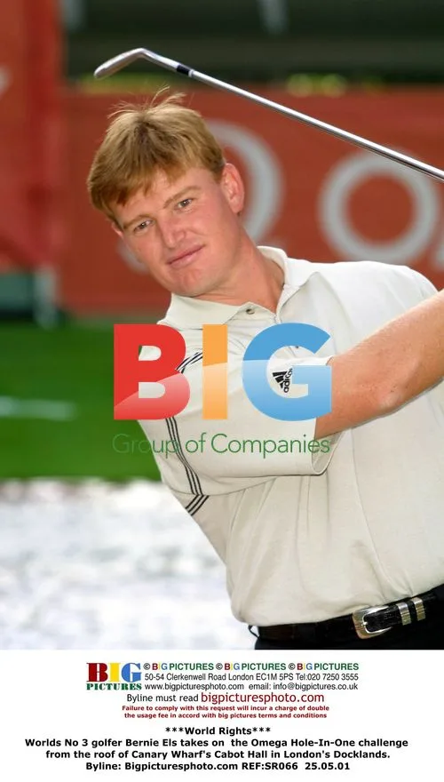 Golfer Bernie Els in Omega challenge at Canary Wharf