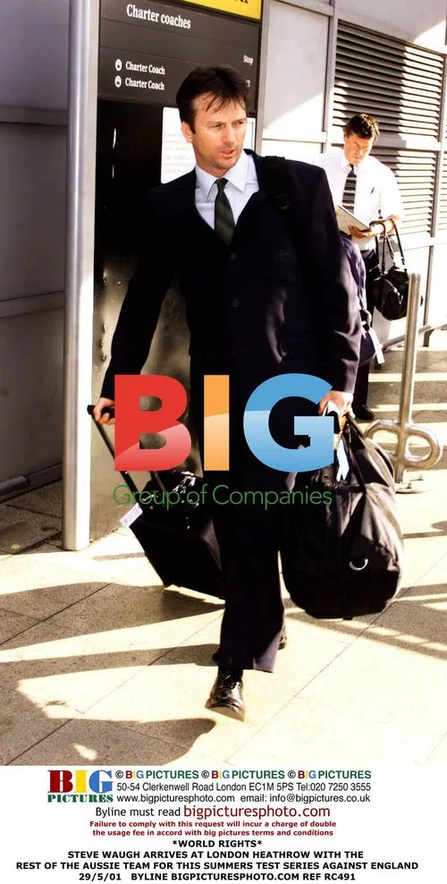 Steve Waugh Arrives at London Heathrow