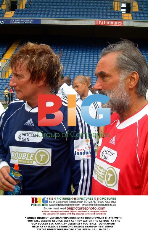 Rod Stewart and George Best at Charity Football Tournament