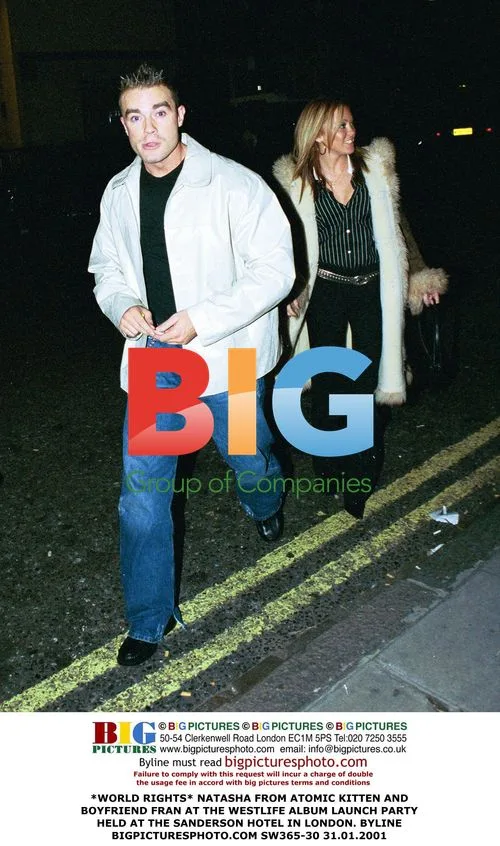 Natasha from Atomic Kitten and boyfriend Fran at Westlife album launch
