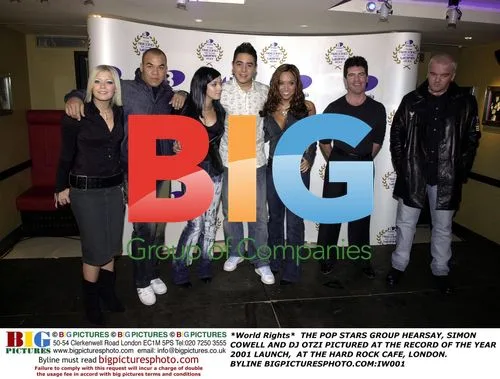 THE POP STARS GROUP HEARSAY, SIMON COWELL AND DJ OTZI AT RECORD OF THE YEAR 2001 LAUNCH