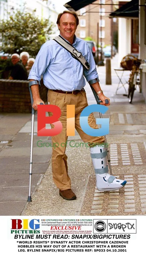 DYNASTY Actor Christopher Cazenove With Broken Leg