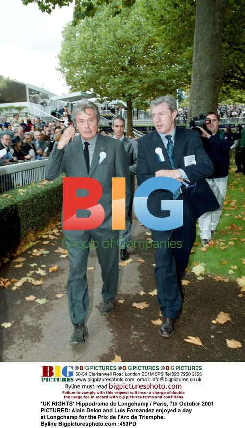 Alain Delon and Luis Fernandez at Longchamp