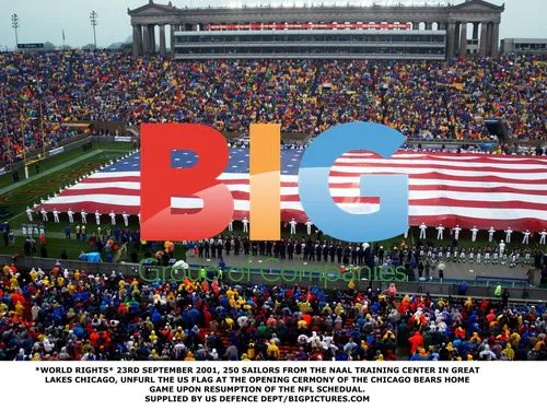 Sailors Unfurl US Flag at Chicago Bears Game