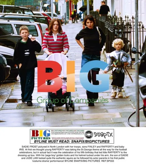 SADIE FROST and children in North London