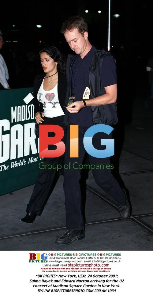 Salma Hayek and Edward Norton arrive for U2 concert