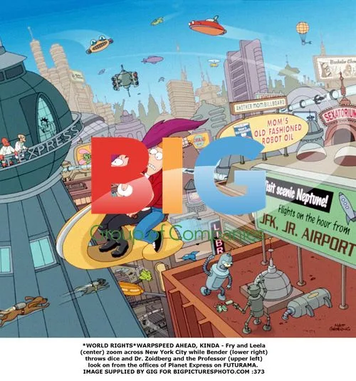FUTURAMA characters zoom across New York City