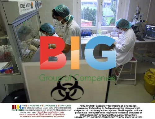 Examining mail for anthrax in Budapest