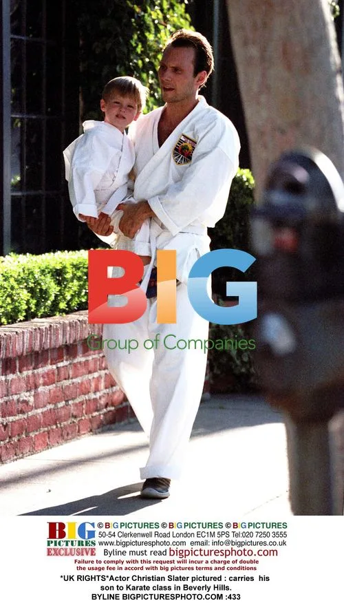 Christian Slater takes son to Karate class
