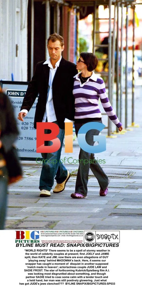 Jude Law and Sadie Frost appear disgruntled