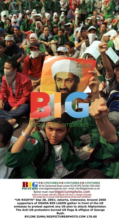 Osama Bin Laden supporters protest in Jakarta
