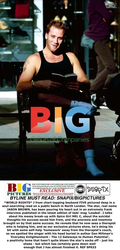 Five's J Deep in Self-Help Read on London Bench