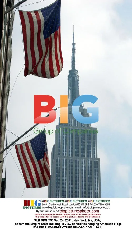 Empire State Building with American Flags