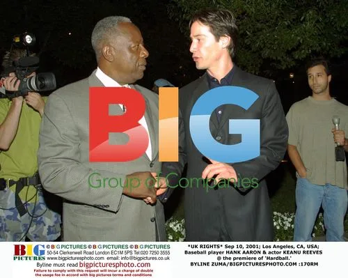 Hank Aaron & Keanu Reeves at 'Hardball' premiere