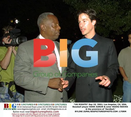 Hank Aaron & Keanu Reeves at 'Hardball' Premiere