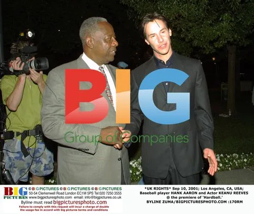 Hank Aaron and Keanu Reeves at 'Hardball' Premiere