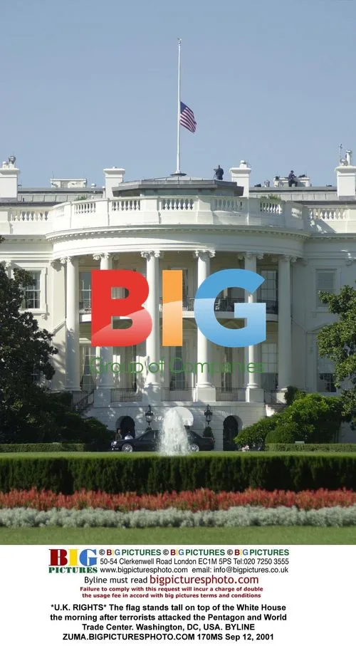 Flag over White House after 9/11 attacks