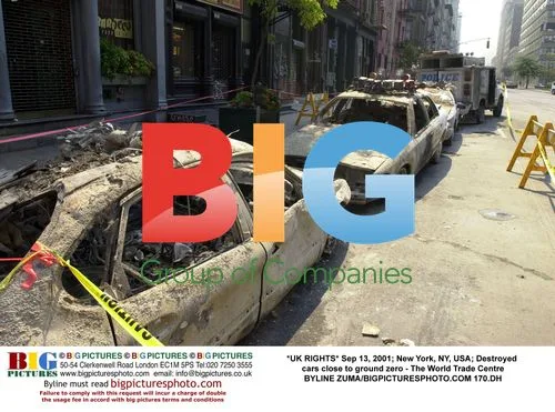 Destroyed cars near Ground Zero, 9/11