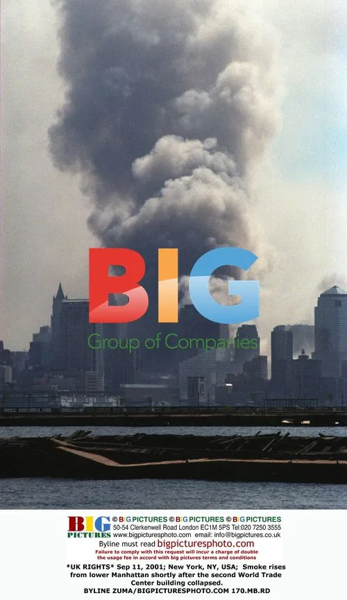 Smoke rises from lower Manhattan after 9/11 attack