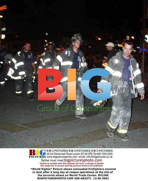 Exhausted firefighters at World Trade Center