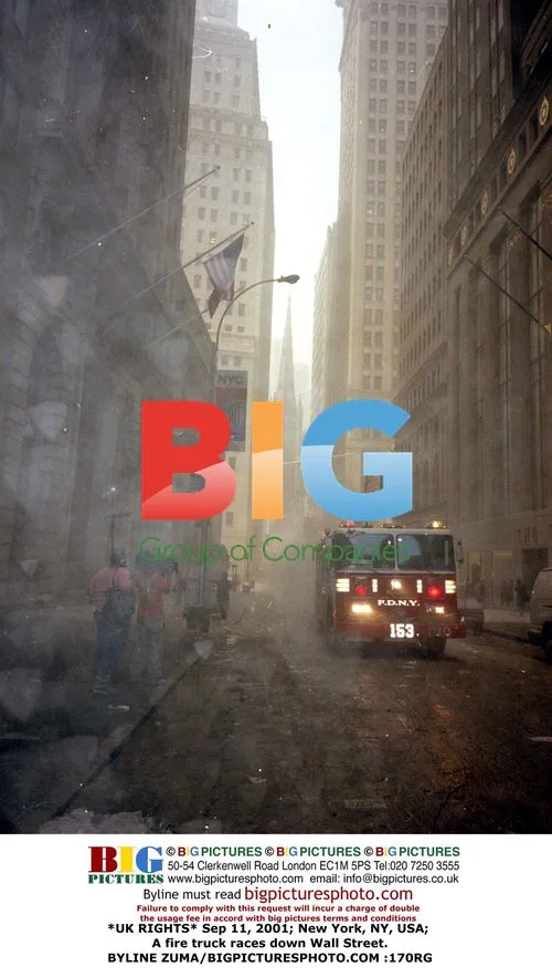 Fire truck races down Wall Street on 9/11
