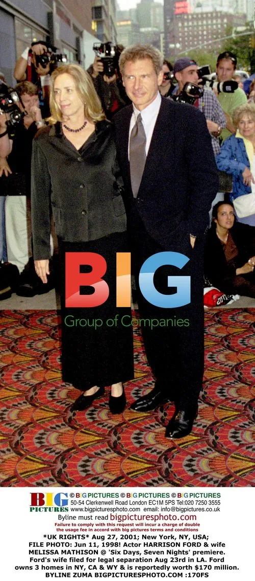 Harrison Ford & Melissa Mathison at 'Six Days, Seven Nights' Premiere