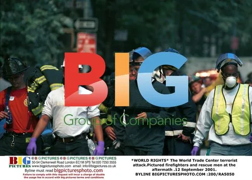Firefighters at World Trade Center after attack