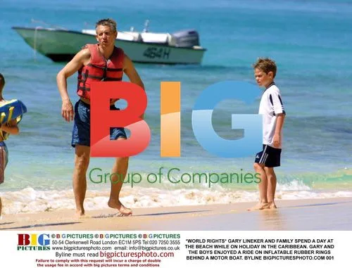 Gary Lineker and family at the beach in the Caribbean