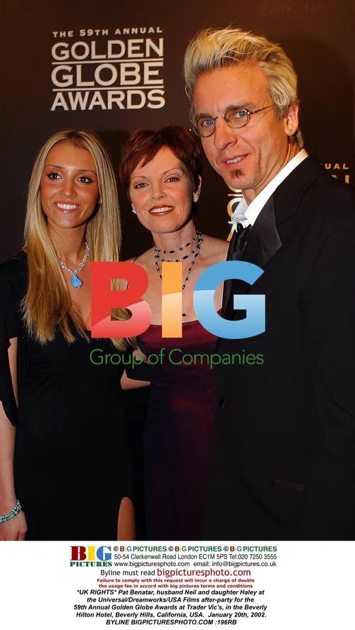 Pat Benatar, husband Neil and daughter Haley at Golden Globe Awards