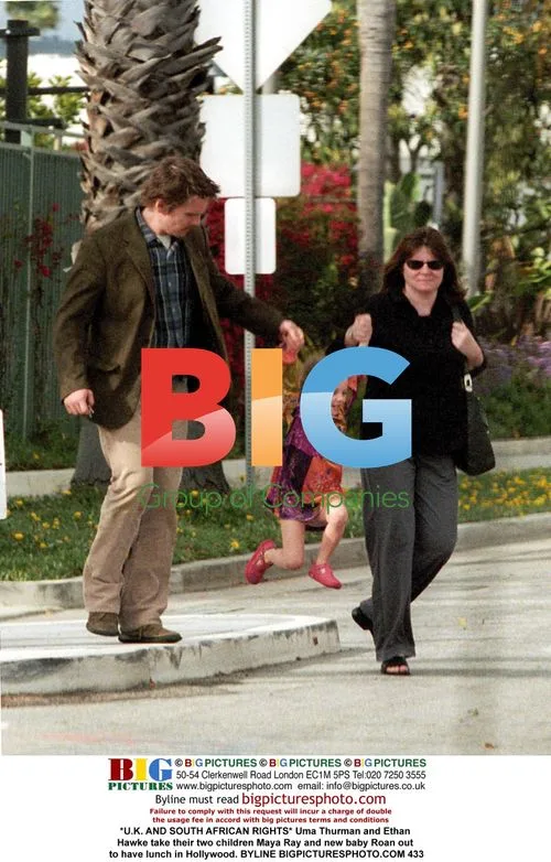 Uma Thurman and Ethan Hawke with children