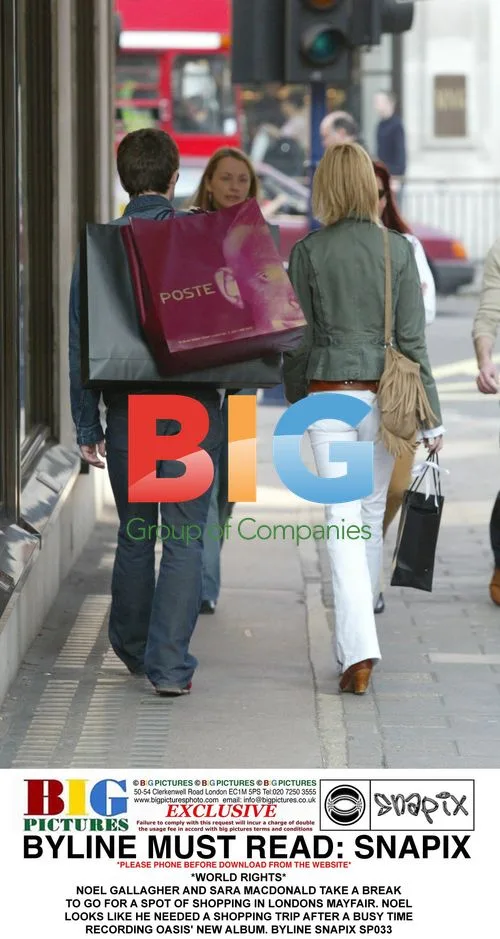 Noel Gallagher and Sara Macdonald go shopping in Mayfair