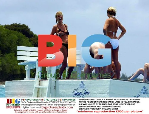 Ulrika Johnson Swims with Friends in Barbados