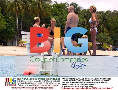Ulrika Johnson Swims with Friends in Barbados