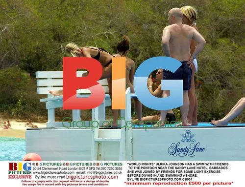 Ulrika Johnson Swims with Friends in Barbados