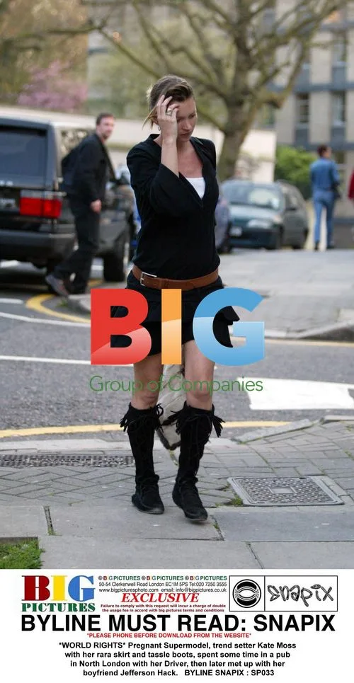 Pregnant Kate Moss out in North London
