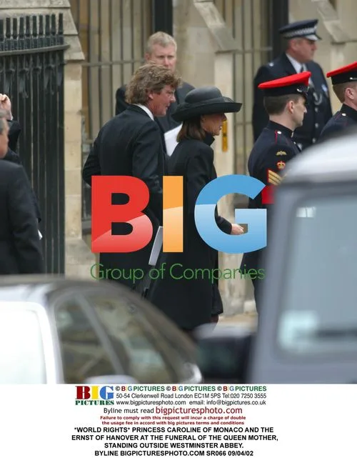 Princess Caroline & Ernst at Queen Mother's Funeral